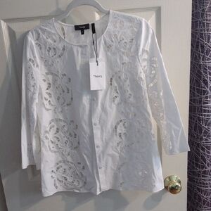 Theory Women's White Eyelet Blouse
